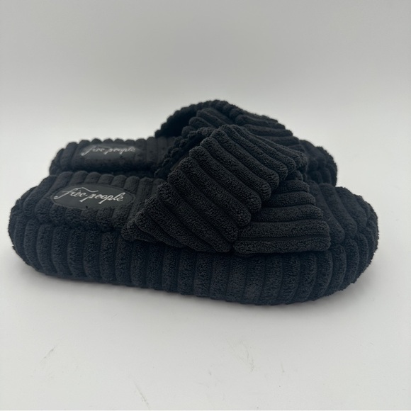 FREE PEOPLE Ibiza Women's Terry Slide Criss Cross Platform Sandals Black Size 6 - Picture 2 of 8